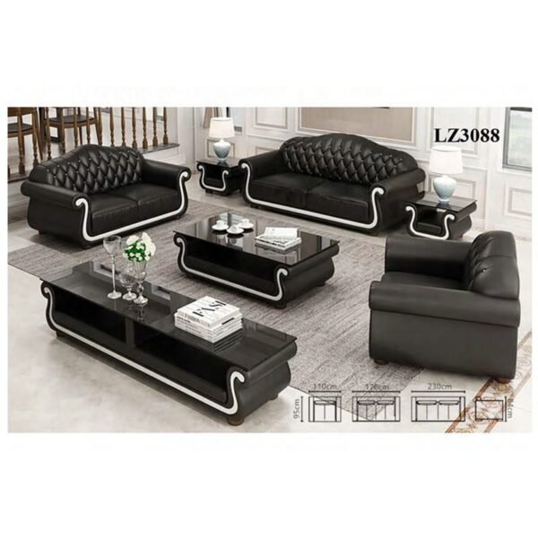 European style furniture genuine leather living room sofa 1+2+3 combination design - Image 3