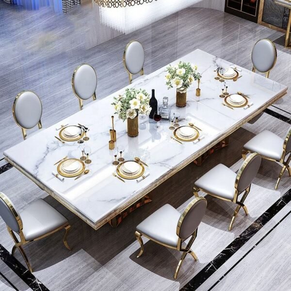 New Product Promotion Marble Top Dining Room Furniture Dining Table Set - Image 2