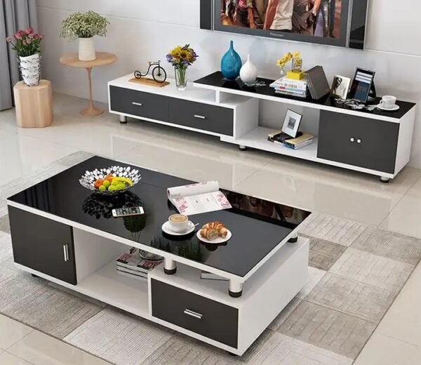 living room furniture hot sale tv stand modern living room mdf modern style tv stand and center table