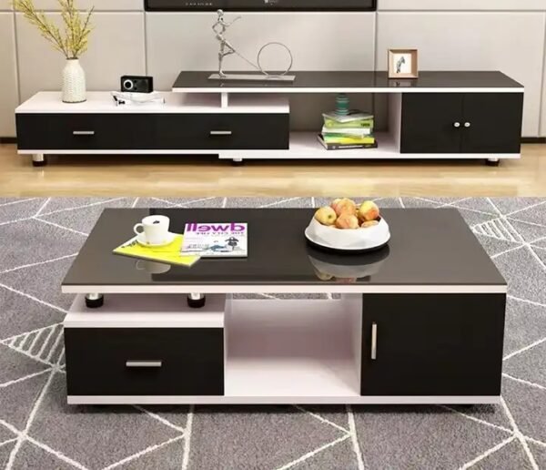 living room furniture hot sale tv stand modern living room mdf modern style tv stand and center table - Image 4